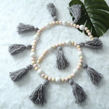 1.5M INS Scandinavian Style Macaroon Wood Bead Hanging Tassel