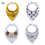 4pcs/set Reusable Washable Cotton Baby Bibs Burp Cloth Baby Bibs Cotton Adjustable Baby Meal Bib Infant Bibs