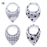 4pcs/set Reusable Washable Cotton Baby Bibs Burp Cloth Baby Bibs Cotton Adjustable Baby Meal Bib Infant Bibs