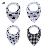 4pcs/set Reusable Washable Cotton Baby Bibs Burp Cloth Baby Bibs Cotton Adjustable Baby Meal Bib Infant Bibs